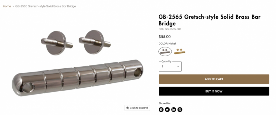 Brass Bar Bridge on Allparts Amazon Gretsch Talk Forum
